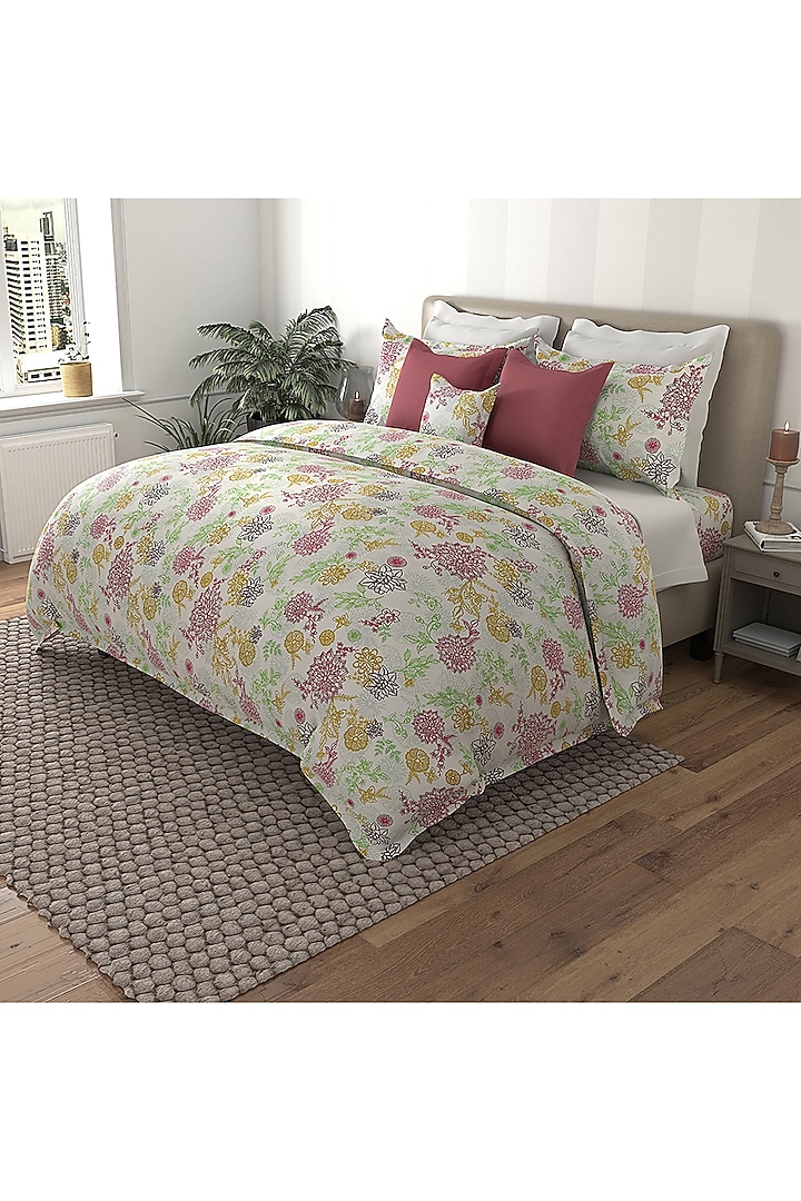 Ivory Cotton Printed Duvet Set by By ADAB at Pernia's Pop Up Shop
