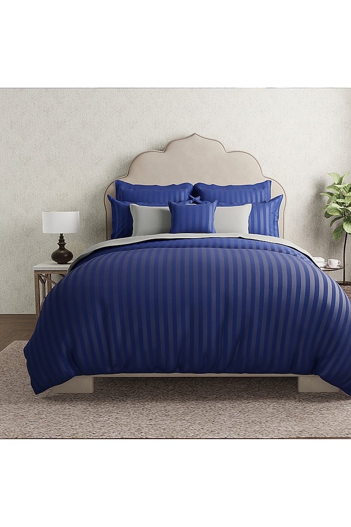 Navy Blue Cotton Bedsheet Set by By ADAB at Pernia's Pop Up Shop