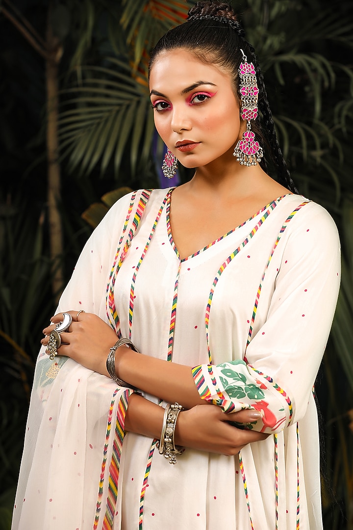White Kalidar Anarkali Set by Baise Gaba at Pernia's Pop Up Shop