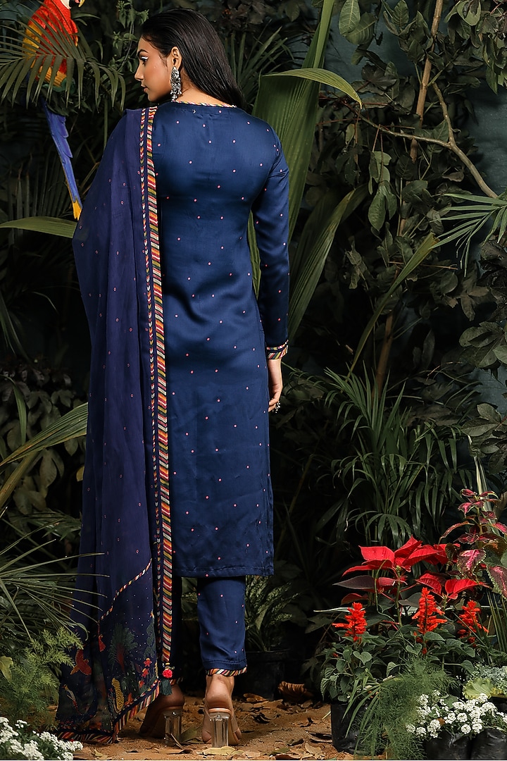 Navy Blue Printed Kurta Set by Baise Gaba at Pernia's Pop Up Shop