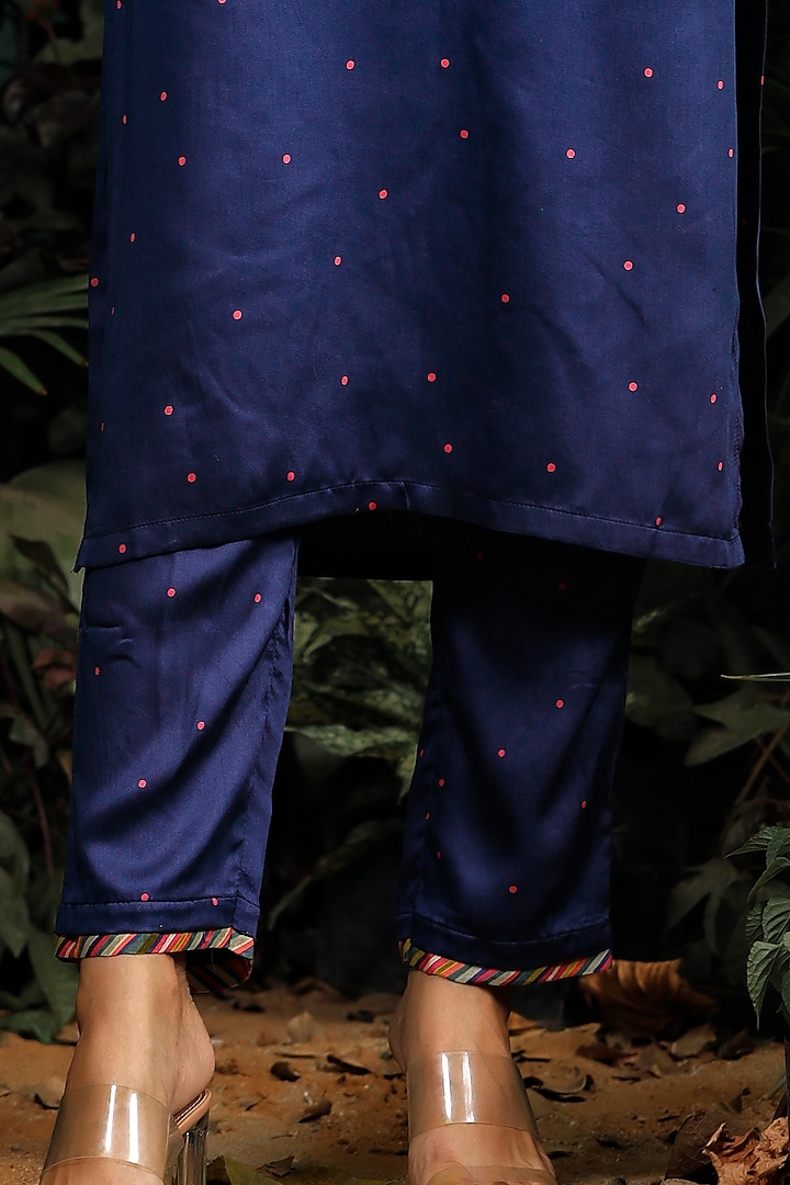 Navy Blue Printed Kurta Set by Baise Gaba at Pernia's Pop Up Shop