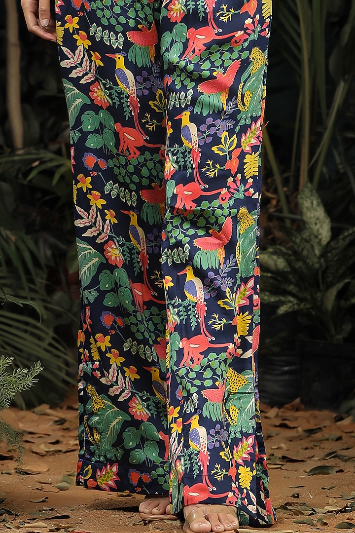 Navy Blue Printed Pant Set by Baise Gaba at Pernia's Pop Up Shop