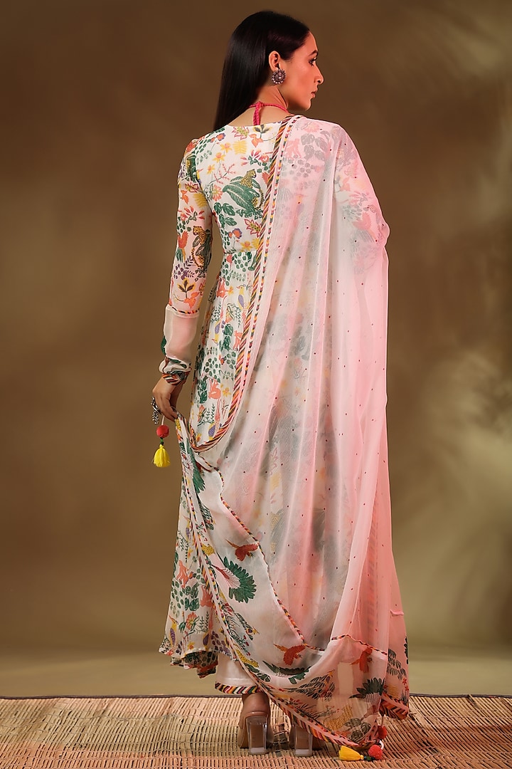 White Chiffon Paneled Anarkali  by Baise Gaba at Pernia's Pop Up Shop