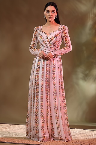White Chiffon Twisted Overlapped Dress by Baise Gaba