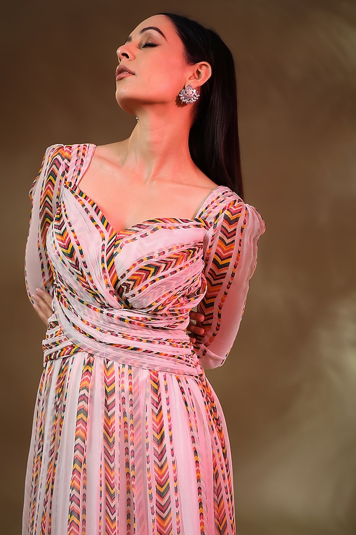 White Chiffon Twisted Overlapped Summer Dress by Baise Gaba at Pernia's Pop Up Shop