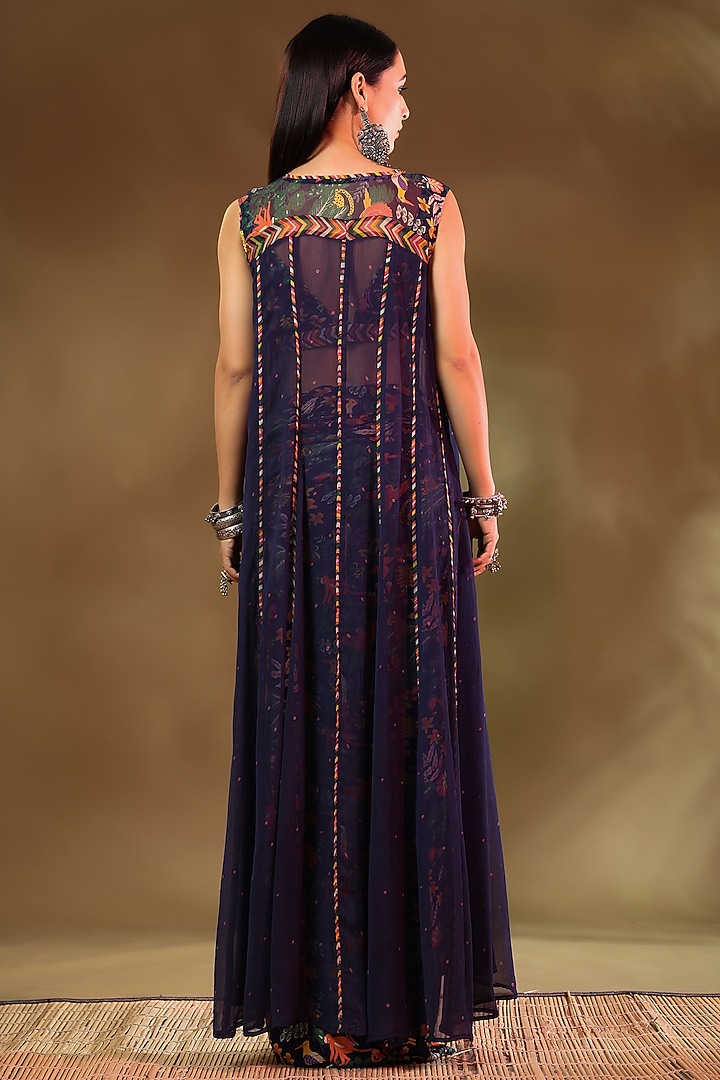 Blue Modal Satin Asymmetrical Skirt Set by Baise Gaba at Pernia's Pop Up Shop