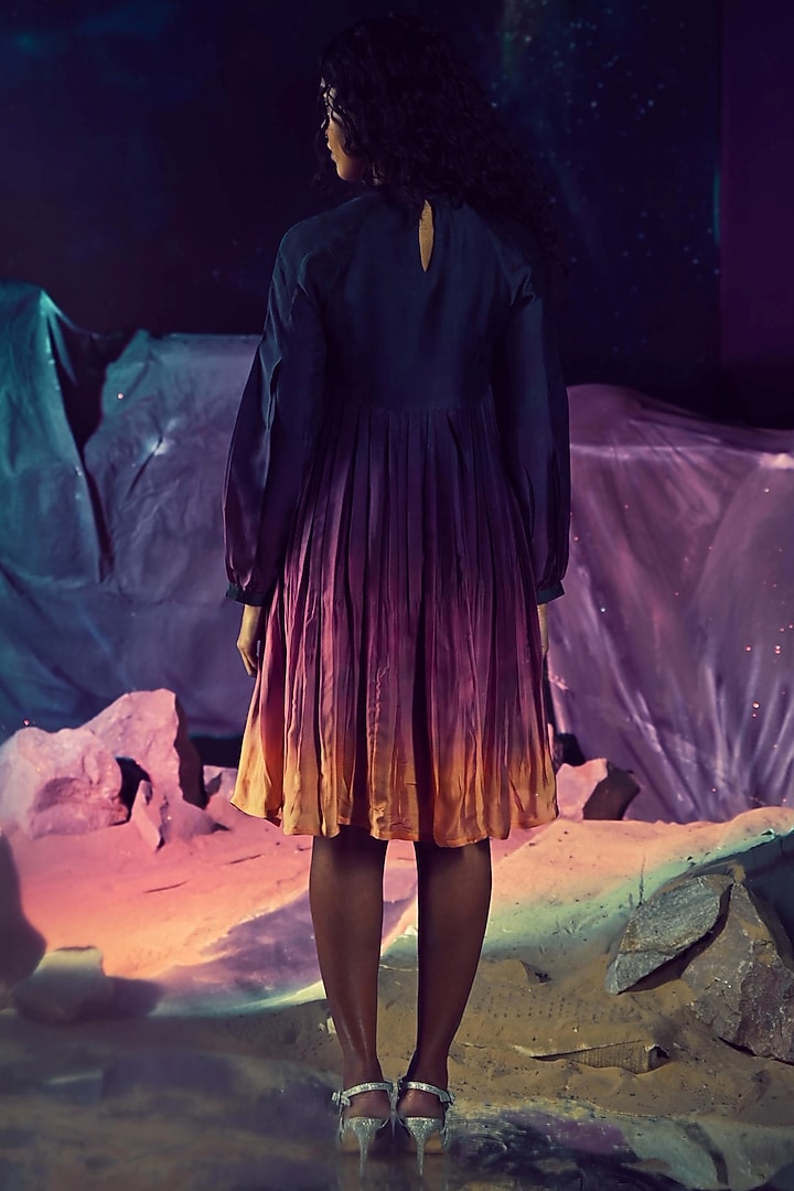 Multi-Colored Georgette Satin Ombre Printed Knee-Length Summer Dress by Baise Gaba at Pernia's Pop Up Shop