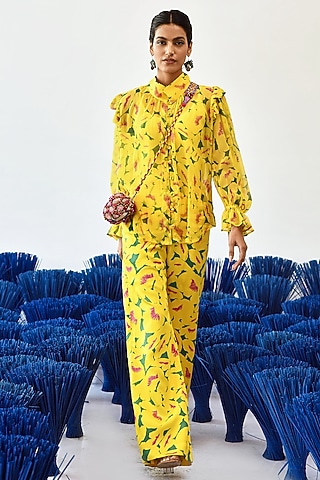 Yellow Chiffon Shirt by Baise Gaba