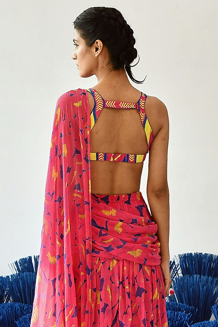 Pink Modal Satin Embroidered Halter Bustier Top by Baise Gaba at Pernia's Pop Up Shop