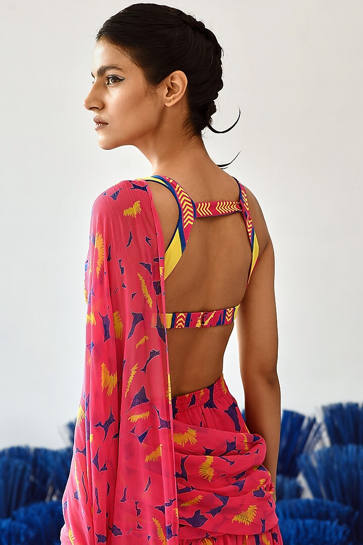 Pink Modal Satin Embroidered Halter Bustier Top by Baise Gaba at Pernia's Pop Up Shop