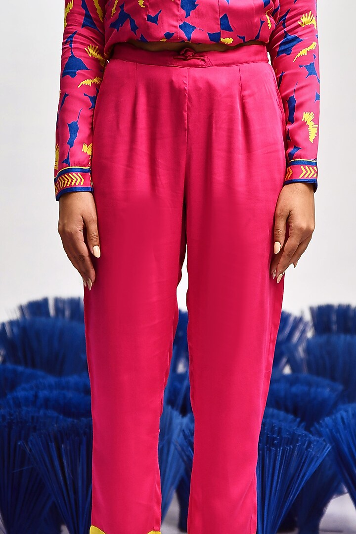 Pink Cotton Modal Straight Pants by Baise Gaba at Pernia's Pop Up Shop