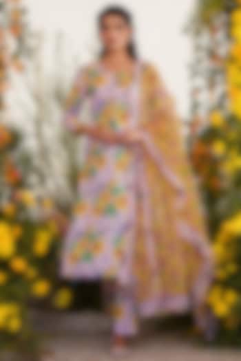 Lavender Cotton Straight Kurta Set by Baise Gaba at Pernia's Pop Up Shop