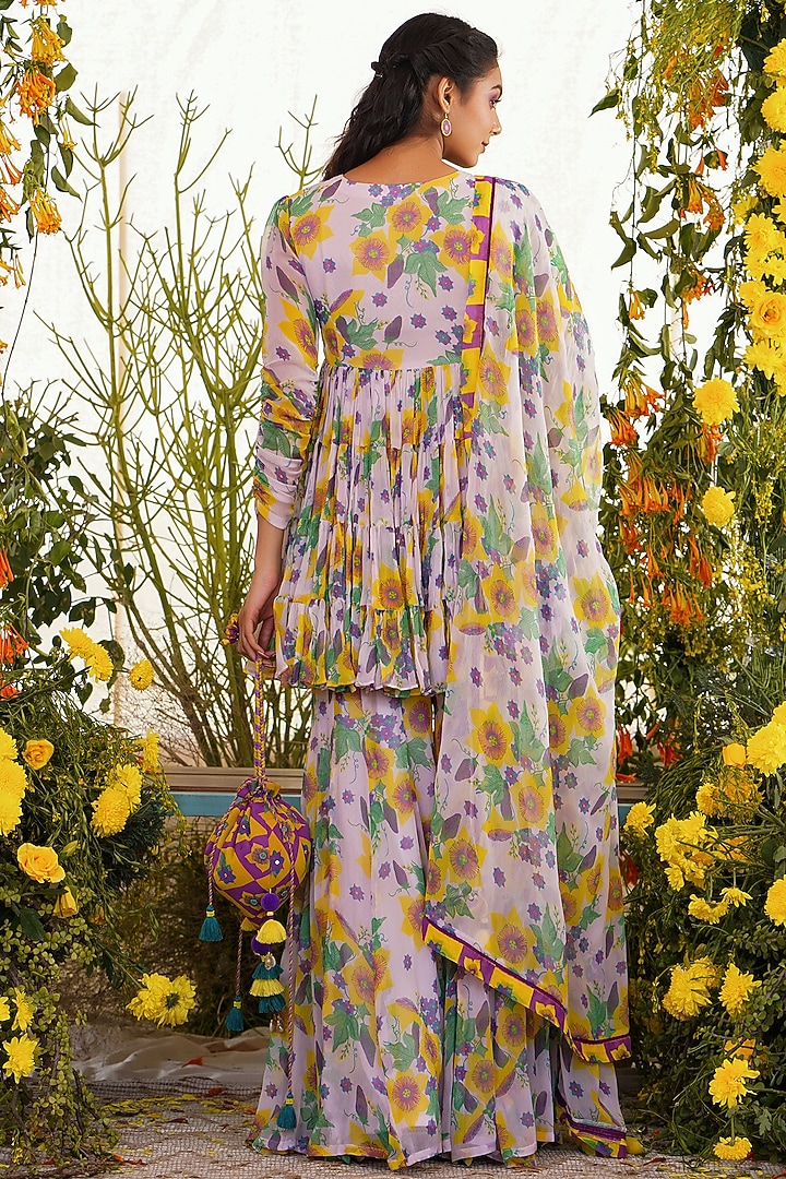 Lavender Embroidered Kalidar Gharara Set by Baise Gaba at Pernia's Pop Up Shop