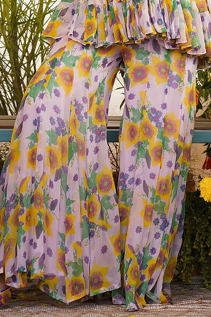Lavender Embroidered Kalidar Gharara Set by Baise Gaba at Pernia's Pop Up Shop