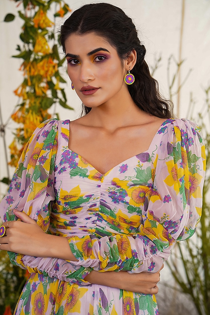 Lavender Knee-Length Gathered Summer Dress by Baise Gaba at Pernia's Pop Up Shop