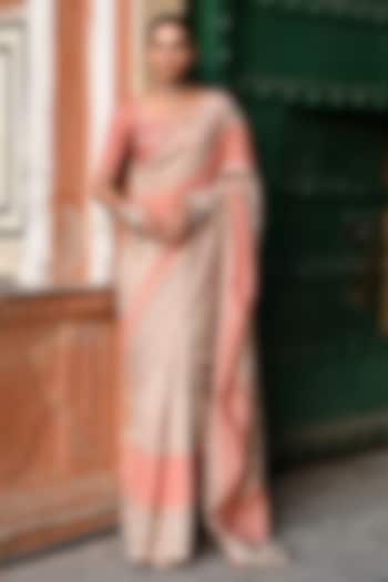 Multi-Colored Chanderi Gota Work & Bandhej Printed Party Wear Saree Set by Baise Gaba at Pernia's Pop Up Shop