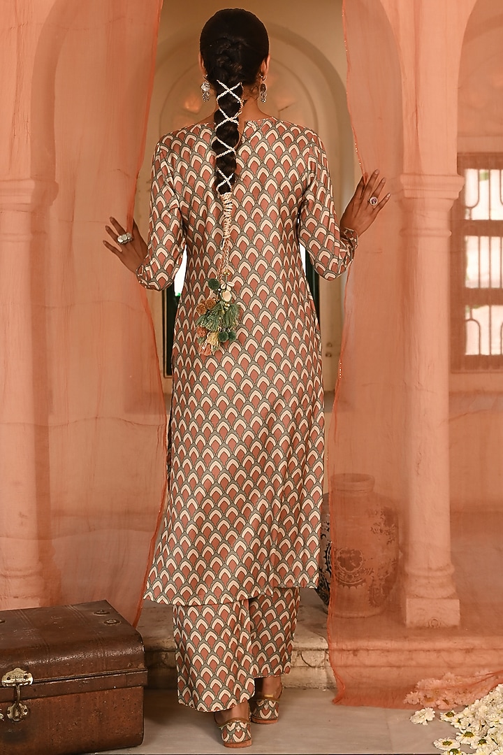 Multi-Colored Muslin Striped Printed Kurta Set by Baise Gaba at Pernia's Pop Up Shop