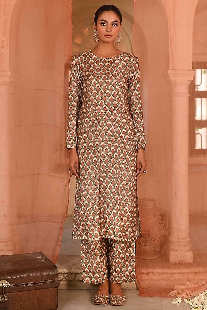 Multi-Colored Muslin Striped Printed Kurta Set by Baise Gaba at Pernia's Pop Up Shop