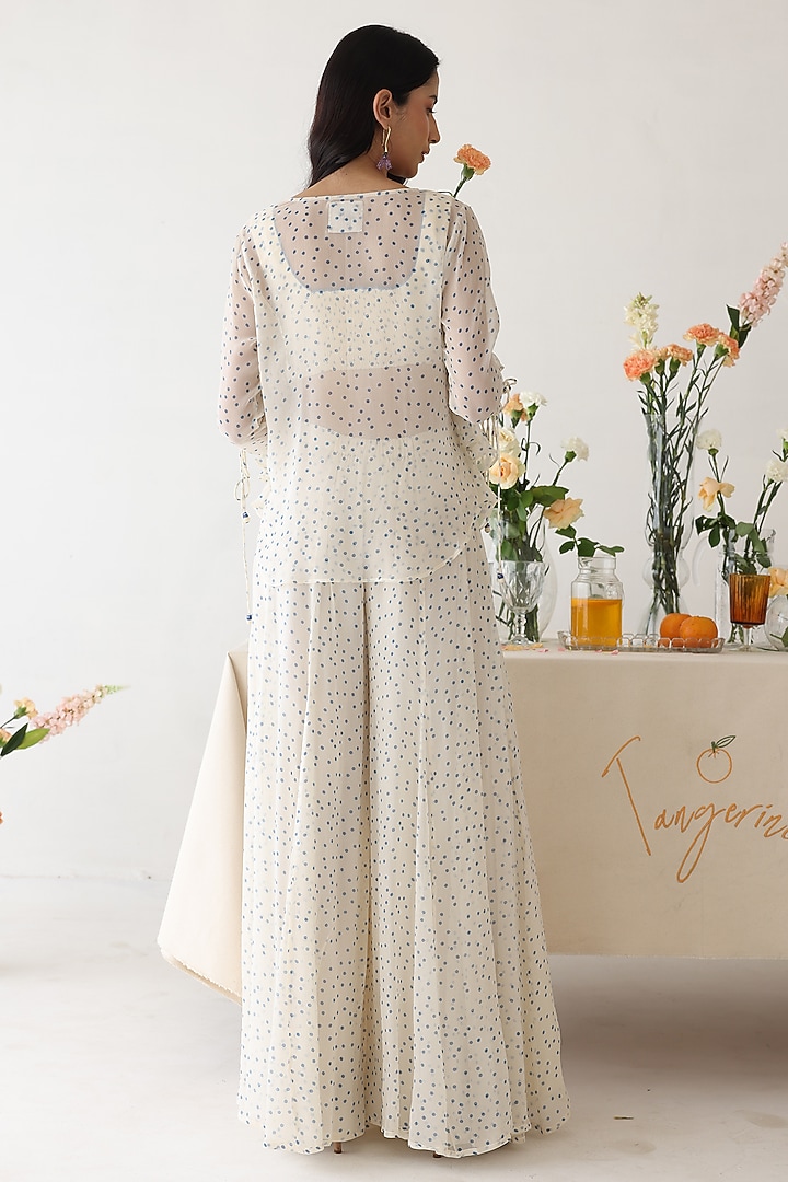 Off-White Chiffon Polka Dot Printed Pant Set by Baise Gaba at Pernia's Pop Up Shop
