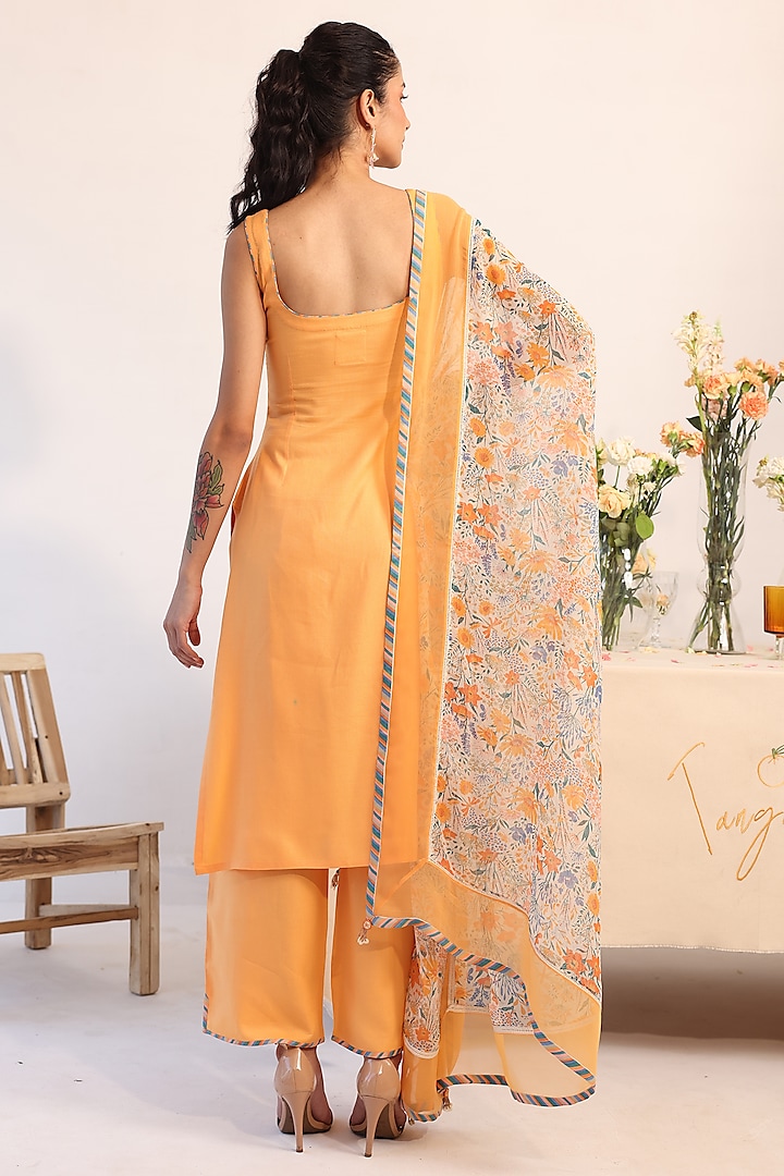 Orange Rayon Moss Kurta Set by Baise Gaba at Pernia's Pop Up Shop