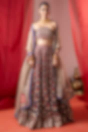 Multi-Colored Linen Satin Wedding Lehenga Set by Baise Gaba at Pernia's Pop Up Shop