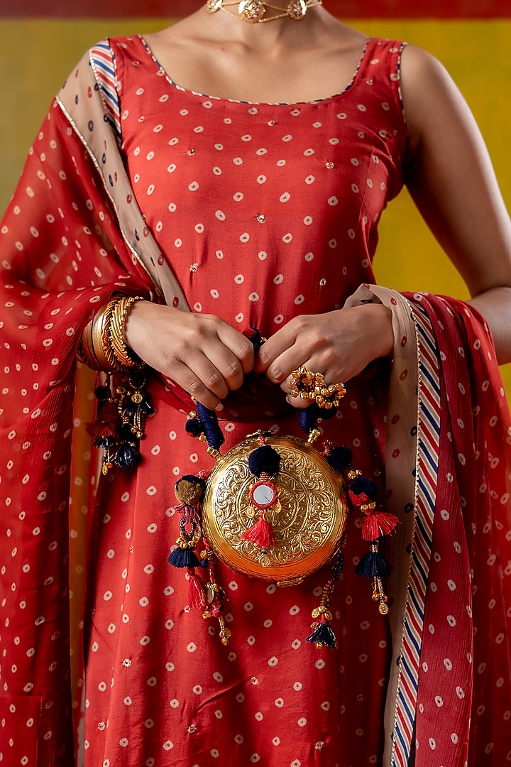 Red Muslin Kurta Set by Baise Gaba at Pernia's Pop Up Shop