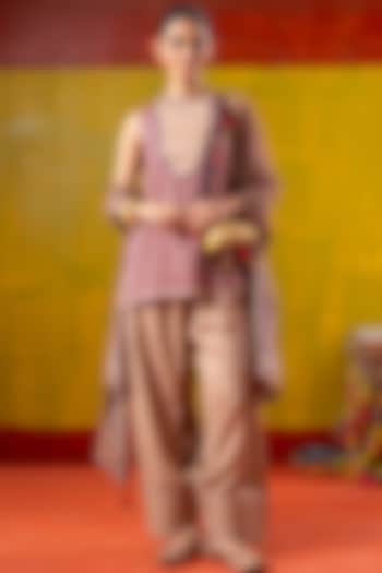 Multi-Colored Muslin Printed & Embroidered Short Kurta Set by Baise Gaba at Pernia's Pop Up Shop