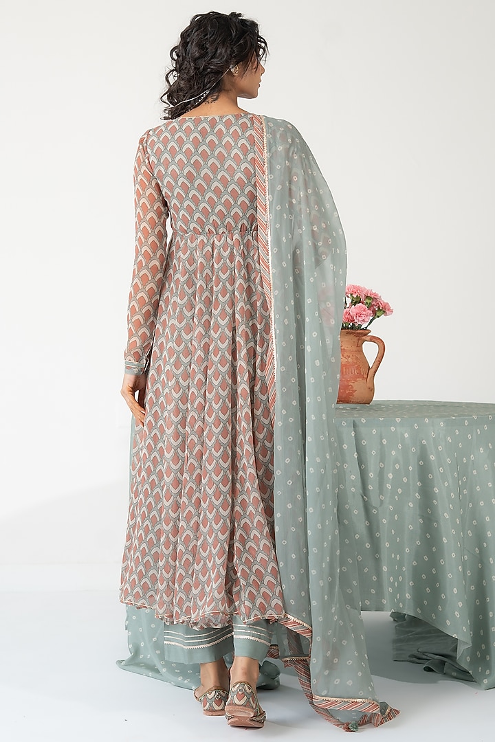 Multi-Colored Chiffon Printed Anarkali Set by Baise Gaba at Pernia's Pop Up Shop