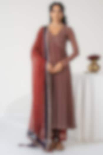 Multi-Colored Chiffon Printed Anarkali Set by Baise Gaba at Pernia's Pop Up Shop