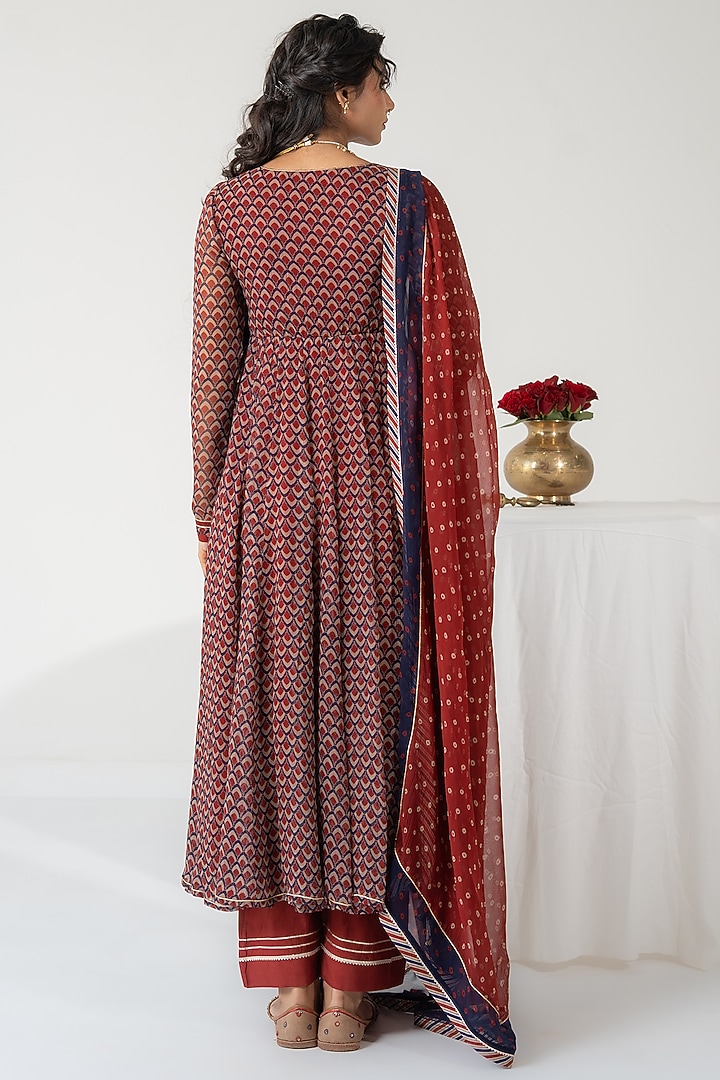 Multi-Colored Chiffon Printed Anarkali Set by Baise Gaba at Pernia's Pop Up Shop