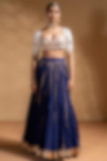 Blue Chanderi Gota Embellished Wedding Lehenga Set by Baise Gaba at Pernia's Pop Up Shop