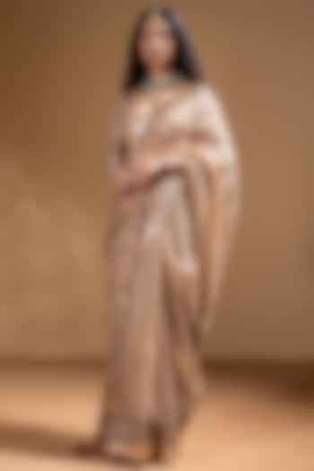 Mocha Organza Gota Work Wedding Saree Set by Baise Gaba at Pernia's Pop Up Shop