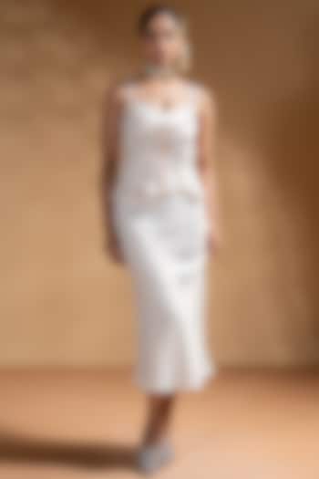 Off-White Dull Satin Jacket Vacation Dress by Baise Gaba at Pernia's Pop Up Shop