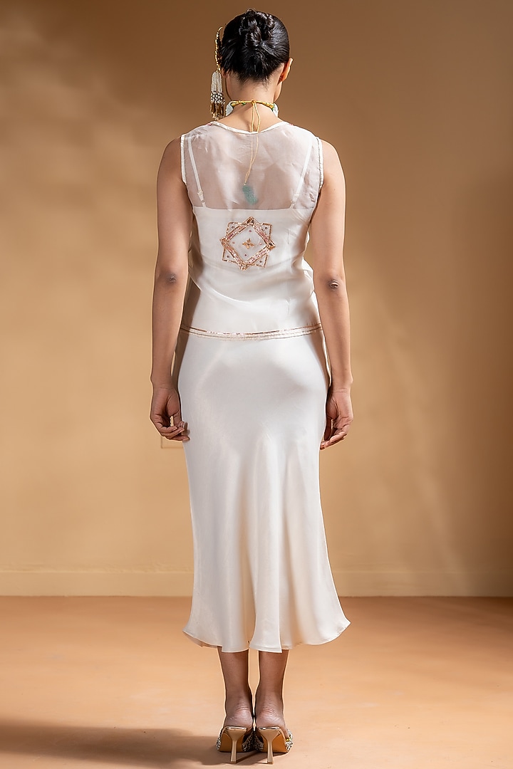 Off-White Dull Satin Jacket Vacation Dress by Baise Gaba at Pernia's Pop Up Shop