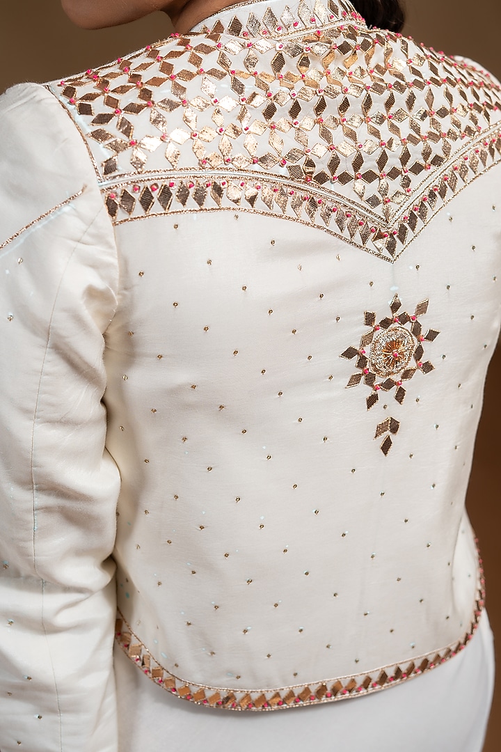 Off-White Dull Satin Jacket Vacation Dress by Baise Gaba at Pernia's Pop Up Shop