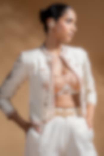 Off-White Muslin Gota Work Jacket by Baise Gaba at Pernia's Pop Up Shop