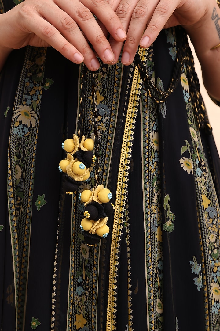 Black Chiffon Angrakha Anarkali Set by Baise Gaba at Pernia's Pop Up Shop