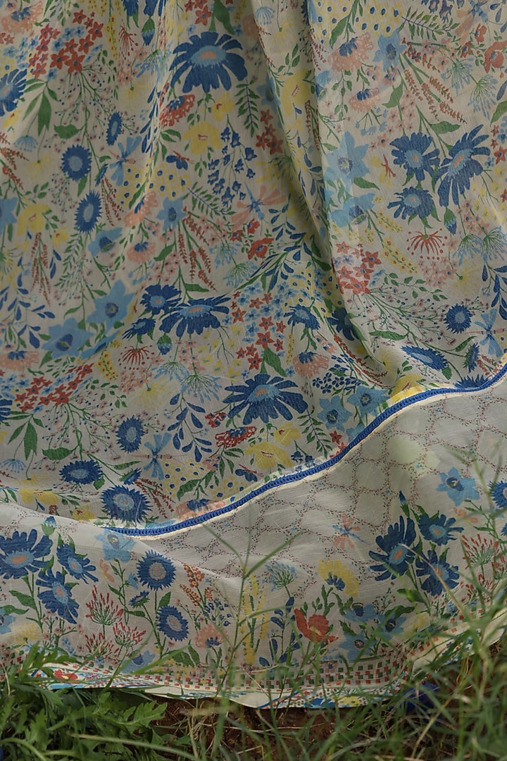 Yellow Chiffon Printed Festive Saree by Baise Gaba at Pernia's Pop Up Shop