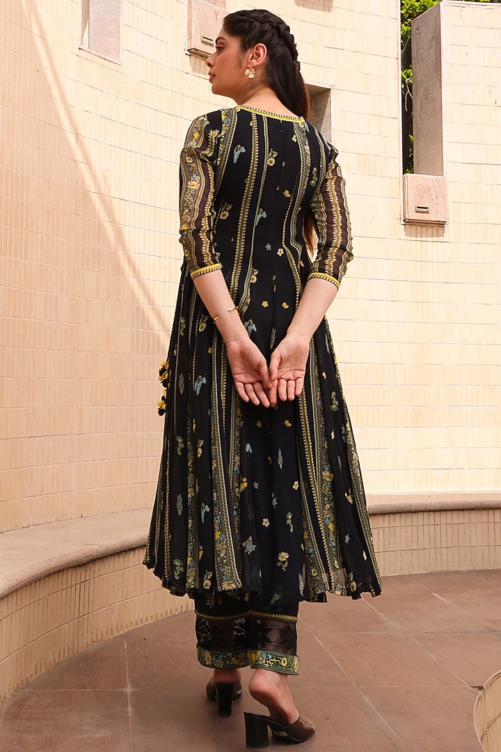 Black Chiffon Anarkali by Baise Gaba at Pernia's Pop Up Shop