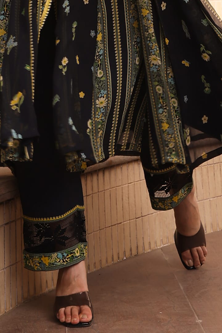 Black Chiffon Anarkali by Baise Gaba at Pernia's Pop Up Shop
