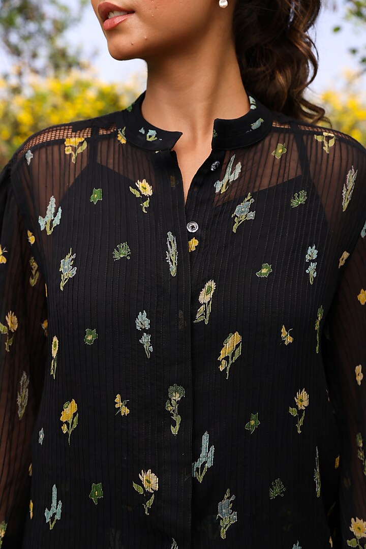 Black Chiffon Shirt by Baise Gaba at Pernia's Pop Up Shop