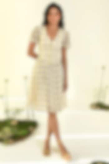 Beige Soft Chiffon Midi Summer Dress by Baise Gaba at Pernia's Pop Up Shop