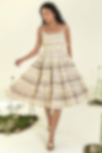 Yellow & Lavender Soft Cotton Printed Midi Summer Dress by Baise Gaba at Pernia's Pop Up Shop