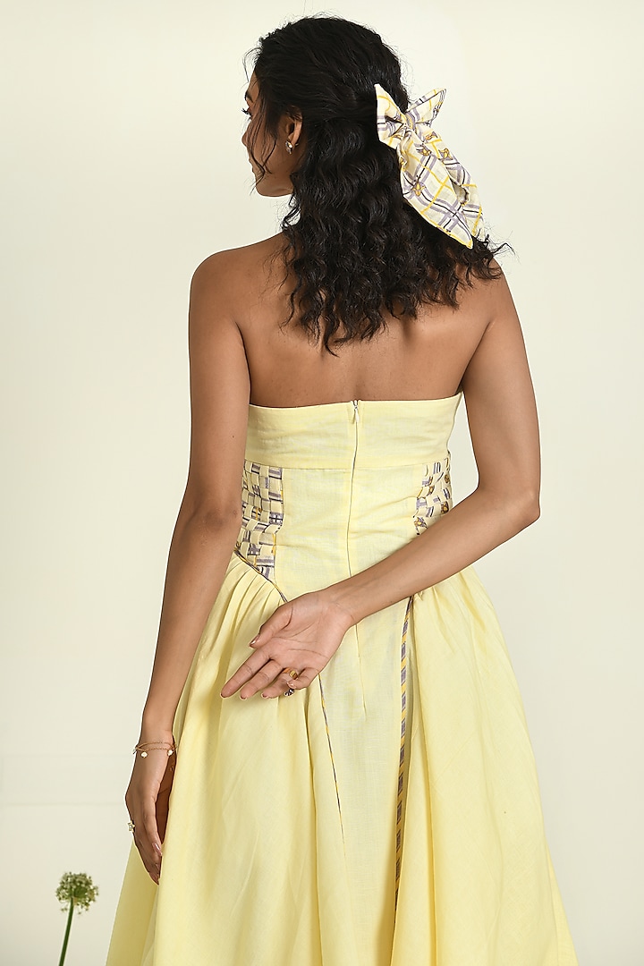 Yellow Cotton Linen Midi Summer Dress by Baise Gaba at Pernia's Pop Up Shop
