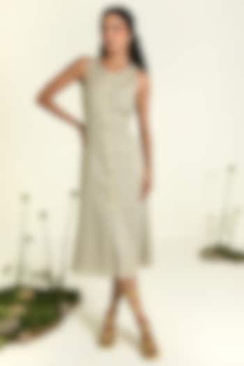 Green Cotton Dobby Printed Midi Summer Dress by Baise Gaba at Pernia's Pop Up Shop