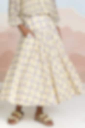 Yellow & Lavender Cotton Dobby Printed Midi Summer Dress by Baise Gaba at Pernia's Pop Up Shop