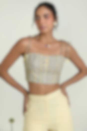 Green Cotton Dobby Stripe Printed Top by Baise Gaba at Pernia's Pop Up Shop