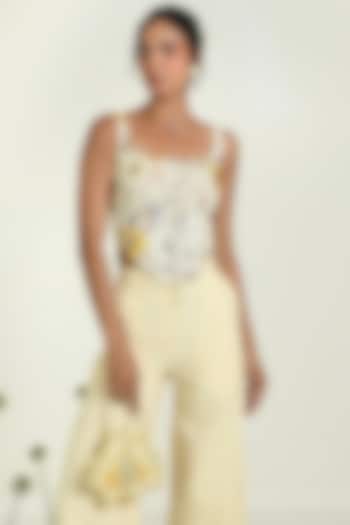 Beige Cotton Dobby Printed Corset Top by Baise Gaba at Pernia's Pop Up Shop