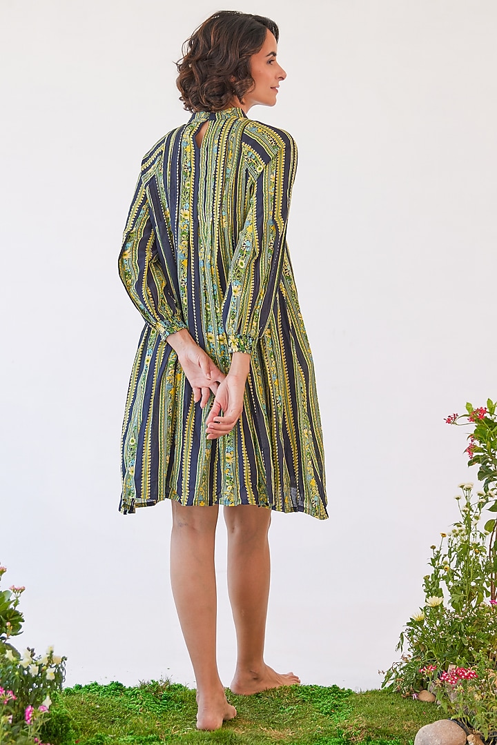 Black Chiffon Printed Knee-Length Summer Dress by Baise Gaba at Pernia's Pop Up Shop
