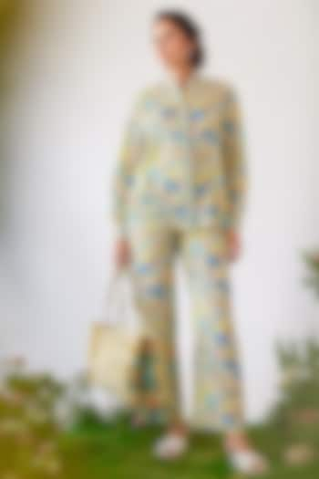 Yellow Moss Floral Printed Co-Ord Set by Baise Gaba at Pernia's Pop Up Shop